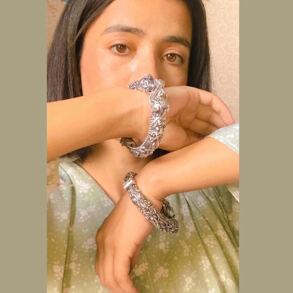 Vintage Silver Gypsy Bangle Bracele - Picture 1 of 1